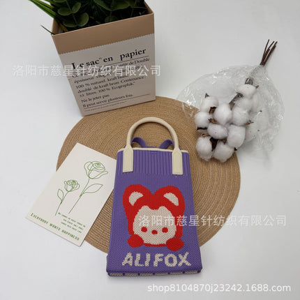 Girl's Heart-Shaped Knitted Crossbody Bag