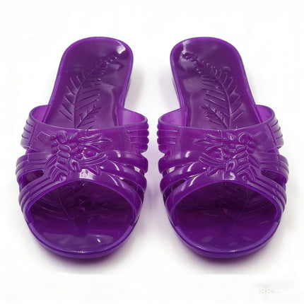 Pearl River Chrysanthemum Women's Summer Jelly Bath Plastic Transparent Mother Going Out Non-Slip One Crystal Alliance Slippers