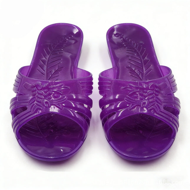 Pearl River Chrysanthemum Women's Summer Jelly Bath Plastic Transparent Mother Going Out Non-Slip One Crystal Alliance Slippers