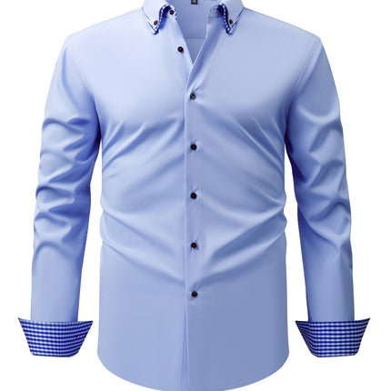 Men's Light Business Casual Shirt Mustard Yellow Square Cross-Border