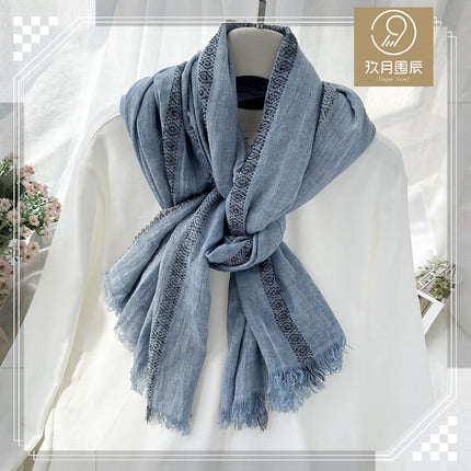 Foreign trade surplus goods clearance pick up multi-style cotton and linen scarf women's scarves literary retro long shawl scarf women