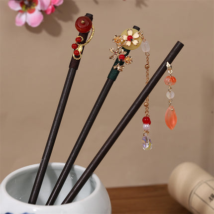 New Year Red Festive Chinese Style Hairpin Palace Style Tassel Walking Hair Hairpin Retro Hanfu Ancient Dress Cheongsam Hair Accessories Women