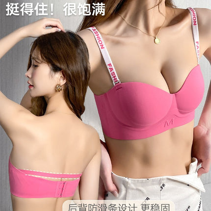 Half Cup Underwear Women's Small Chest Push-up Show Anti-sagging No-mark Sexy Strapless Anti-slip Summer Bra