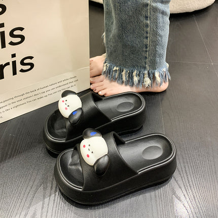 Thick-soled slippers for women's outdoor wear summer one-word latest black and white cat online famous beach shoes non-slip high heel sandals