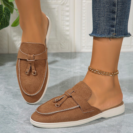 European and American Slippers 2024 Spring New Women's Baotou Half Slippers Outer Wear One-Leg Muller Lazy Shoes Half Slippers Wholesale
