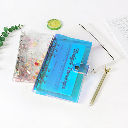 A6 Transparent quicksand bead binder notebook 6-hole simple laser notebook soft case pp frosted binder