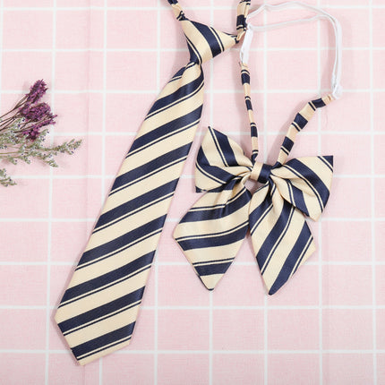 Japanese and Korean striped jk/dk college style men's and women's red cyanotic gray blue shirt accessories tie-free collar set