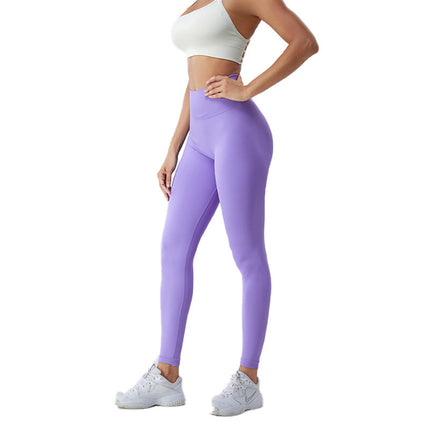 Nude leggings high waist belly contracting hip lifting tight full length fitness sports pants European and American body shaping yoga pants seamless