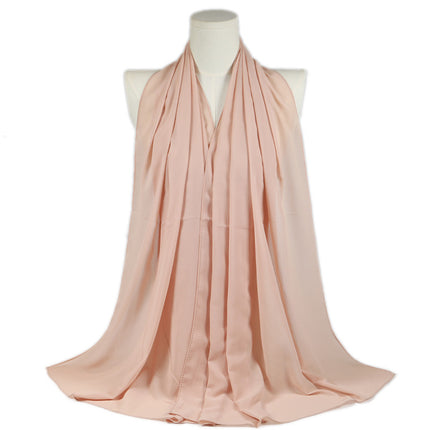 Solid Color Single Color Pearl Chiffon Scarf Malaysia Hot Selling Long Scarf Scarf Shawl Export Malaysia