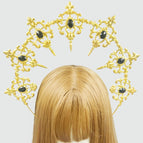 Golden pointed inward + black beads