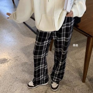 [Add fertilizer to increase] winter fleece-lined thick lambswool plat pants women's high waist warm casual pants