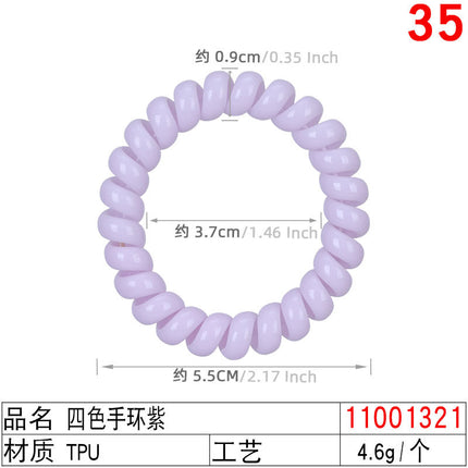 Outer Diameter 4cm Black Phone Cord Hair Tie Korean Hair Tie Hair Rope Transparent White Rubber Band Wire Coil Headwear
