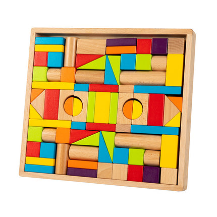 Cross-border children develop intelligence solid beech 100 solid wood building blocks 3-12 years old to build educational toys
