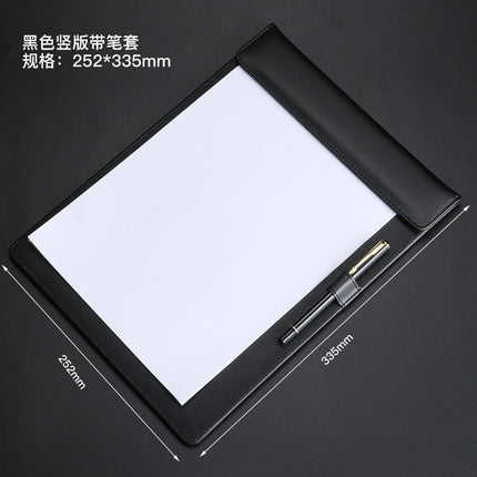 High-End Leather Hotel A4 Writing Board with Magnetic Buckle, Leather Coaster, Folder, Signing Document Board, Can Be Printed with Logo