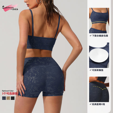 Cross-border Hot Silver Yoga Suit Advanced suit Women's Outdoor Training Running European and American Long Sleeve Fitness Suit suit