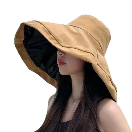 2026 New Summer Fisherman Hat for Women, Large Brim, Black Coating, Sun Protection, Uv Protection, Outdoor Hat, Foldable