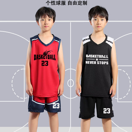 Children's Basketball Uniform Set Men's Basketball Team Uniform Jersey Basketball Training Camp School Sports Meeting Children's Basketball Team Uniform Number Printing
