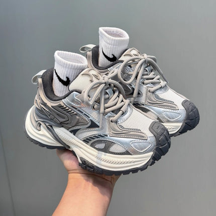 Children's Rattlesnake Silver Boys' Dad Shoes Black Heterochromatic Cat Eye Girls' Outdoor Sports Shoes Soft Sole Trendy