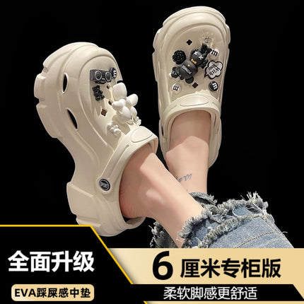 New Fashion Platform Cave Shoes Women's Thick Bottom Increased Anti-slip Internet-famous Cute Beach Sandals for Summer