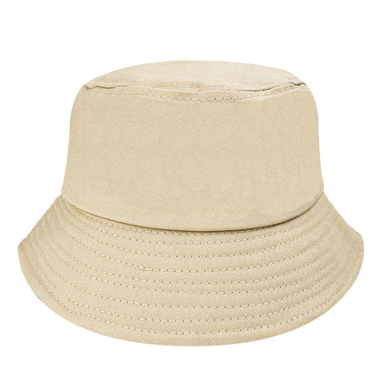 Cross-border pure cotton fisherman hat wholesale Japanese solid color face small bucket hat men's and women's light plate basin hat embroidered logo