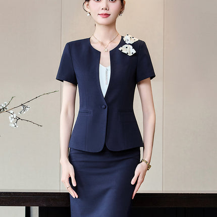 Stewardess Professional suit Women's Summer Suit Dress Dress Female Teacher Sales Department Hotel Front Desk Work Clothes Uniform