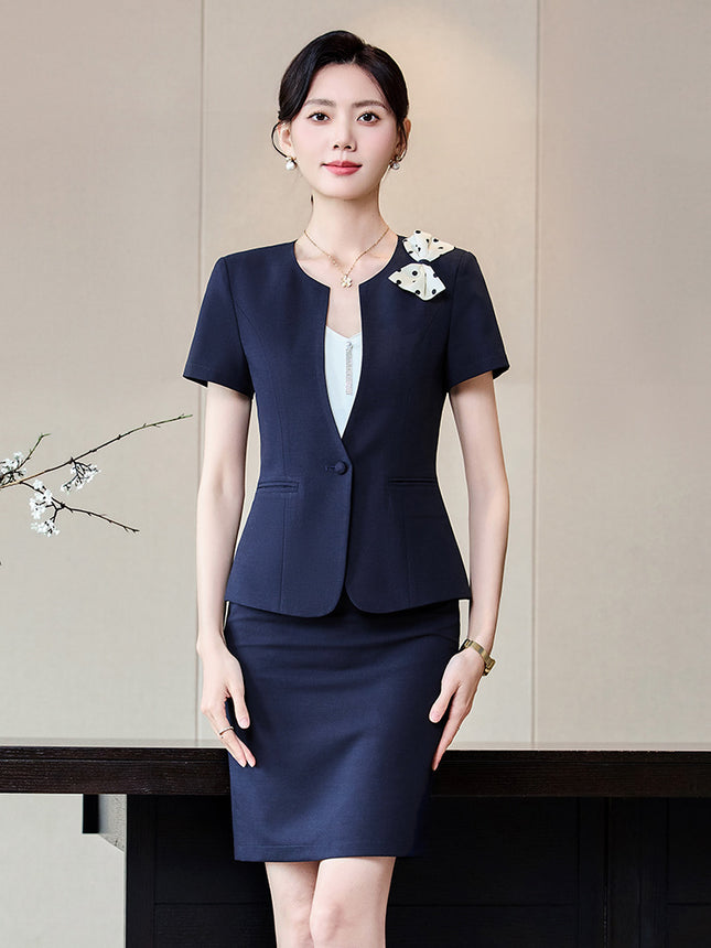 Stewardess Professional suit Women's Summer Suit Dress Dress Female Teacher Sales Department Hotel Front Desk Work Clothes Uniform