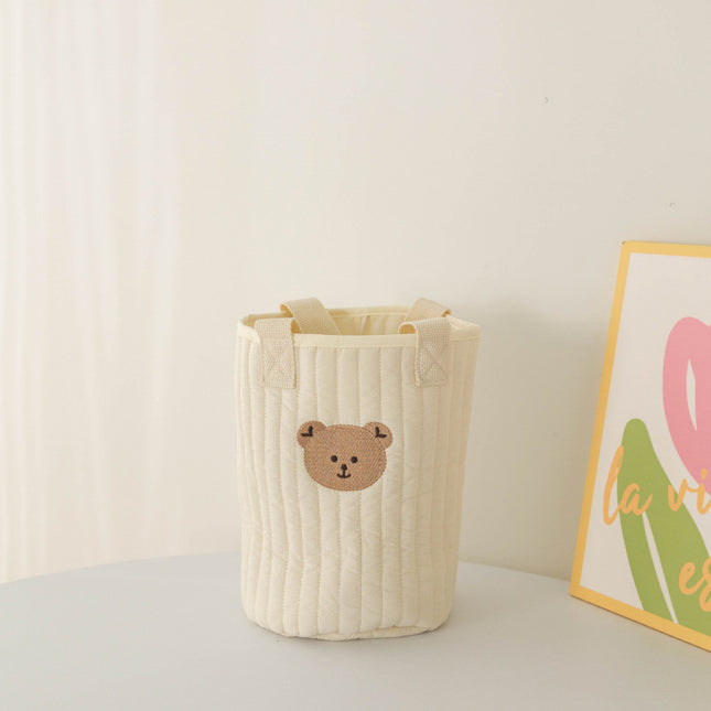 Baby Stroller Storage Hanging Bag Quilted Cotton Embroidered Nordic Style Bottle Diaper Organizer 14 Designs Bear Rabbit Tulip / Sac Rangement Poussette Bébé Coton Matelassé Brodé Style Nordique Organiseur Biberon Couche 14 Motifs Ours Lapin Tulipe