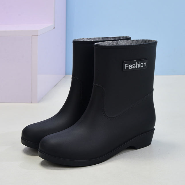 Fashionable Women's Short Rain Boots, Warm Cotton Rain Boots, Women's Kitchen Canteen Water Shoes, Bathroom Non-Slip Rubber Shoes, Women's Rain Boots
