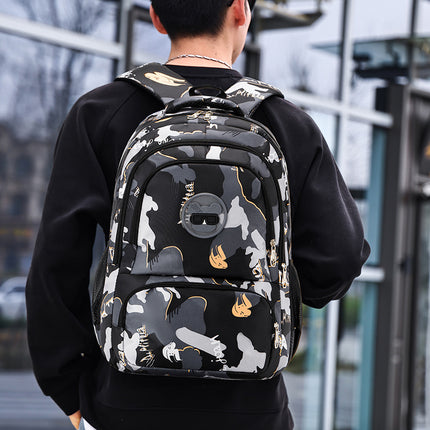 Camouflage Backpack, Junior High School Student School Bag, Lightweight, Simple, Wear-Resistant, Same Style for Men and Women, Large-Capacity Backpack