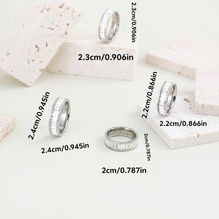 Cross-border plain ring stainless steel ring rectangular zircon ring titanium steel diamond lovers ring jewelry wholesale