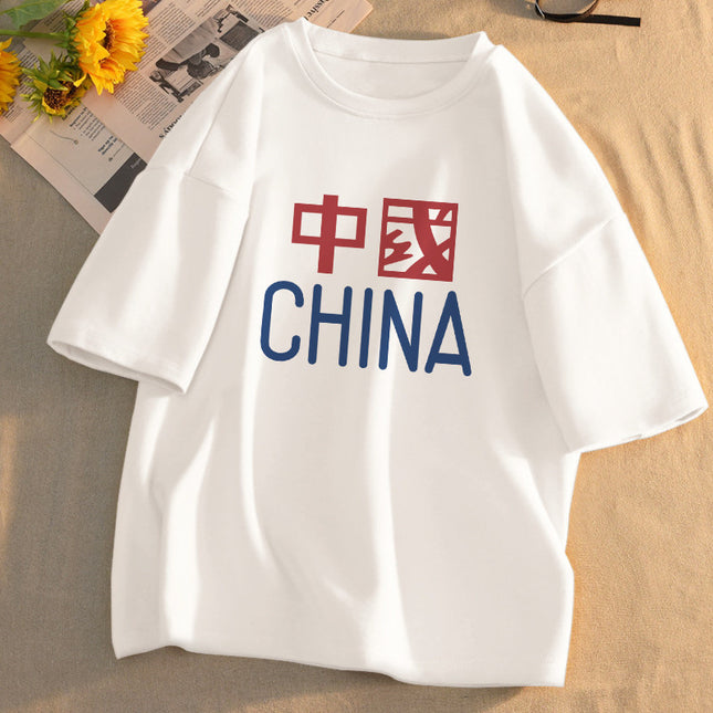 Trendy Autumn Men's Short-Sleeve T-Shirt, Pure Cotton, Round Neck, Plus Size, Loose Fit, Navy Blue
