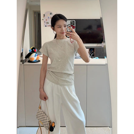 Casual White Straight-Leg Jeans for Women, Summer 2025, Thin Loose Wide-Leg Pants, Lazy Style, Petite Floor-Length Pants