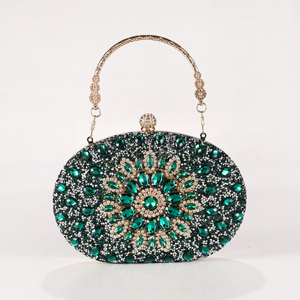Cross-border Fashion Diamond-encrusted Sunflower Bag Dinner Portable Oval Bag Shiny Rhinestone Gift Bag