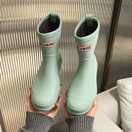 Winter New Arrival College Rain Boots Women's fleece-lined Rain Boots Non-slip Rubber Shoes Fashionable Outer Wear Adult Beautiful Waterproof Shoes