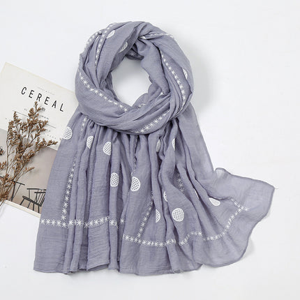 New Retro Striped Sunscreen Shawl Women's Summer Geometric Beach Towel Thin Cotton and Linen Scarf Long Silk Scarf