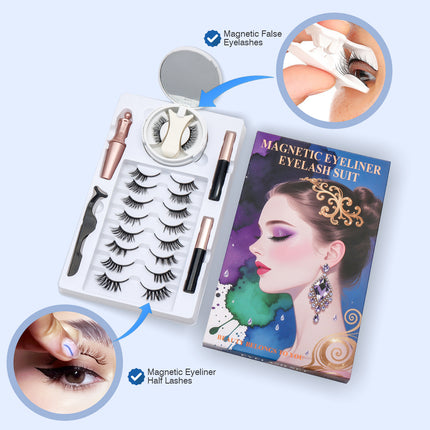 Wholesale magnetic eyeliner false eyelashes magnet false eyelashes 3D three-dimensional net red magnetic false eyelashes 3 pairs of suit