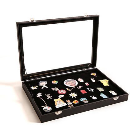 Flip Badge Storage Box Transparent Dustproof Earrings Earrings Jewelry Box Medal Brooch Commemorative Coin Storage Box