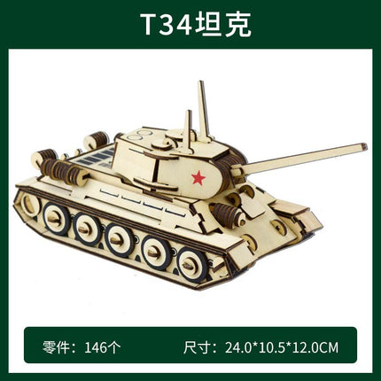 wooden three-dimensional assembled military model angel tank puzzle assembled boy wooden toy diy hut puzzle