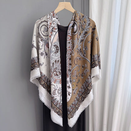 New exotic cashew flower square 130x 130 ladies atmosphere soft cotton breathable scarf shawl
