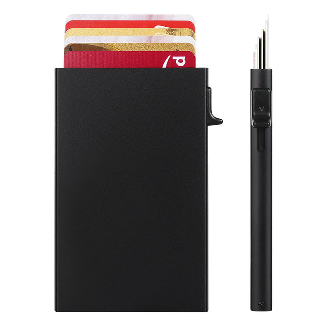 Fashionable and Simple Ultra-Thin Metal Automatic Pop-Up Card Holder for Men and Women Anti-Theft Brush Anti-Degaussing Aluminum Alloy Card Box