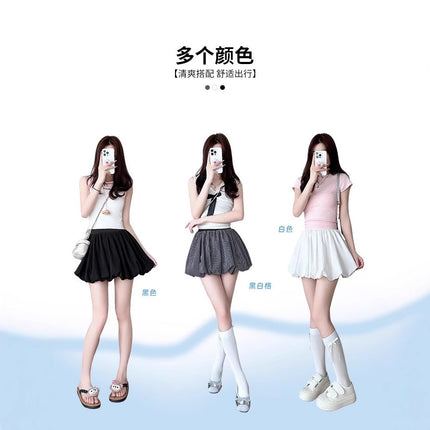 White Plaid Flower Bract Skirt Women's 2025 Spring and Summer Small High Waist Anti-Glow Pop Skirt Skirt