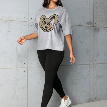 2024 new plus size summer fashion Joker suit letters lip print short sleeve pants leggings suit cross