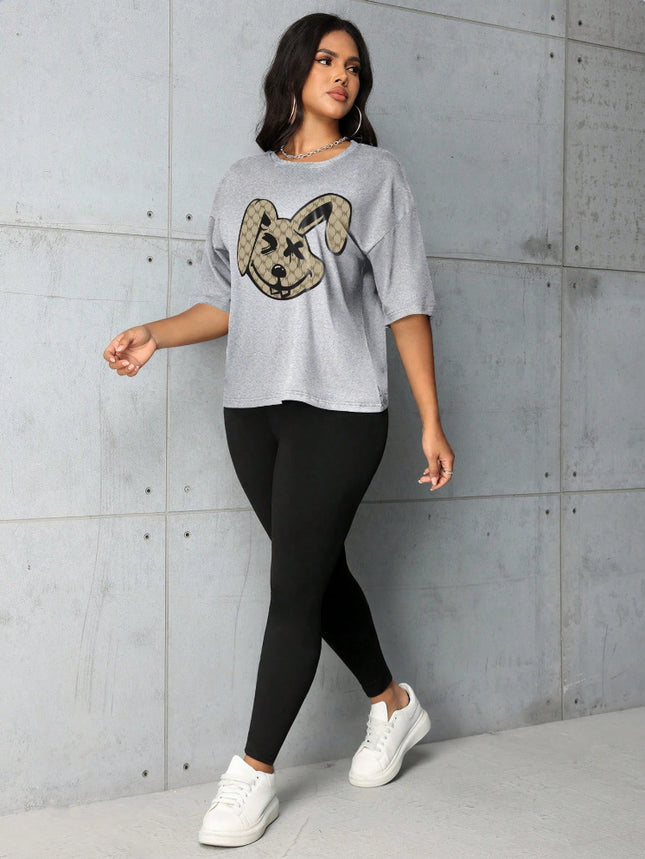 2024 new plus size summer fashion Joker suit letters lip print short sleeve pants leggings suit cross