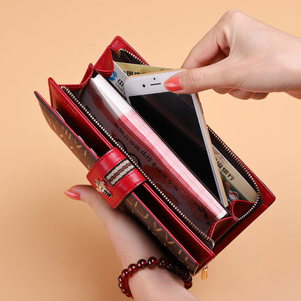 King Paul Wallet Women's Long Wallet Women's Wallet Leather Wallet Women's Mobile Phone Wallet Anti-theft Brush Wallet