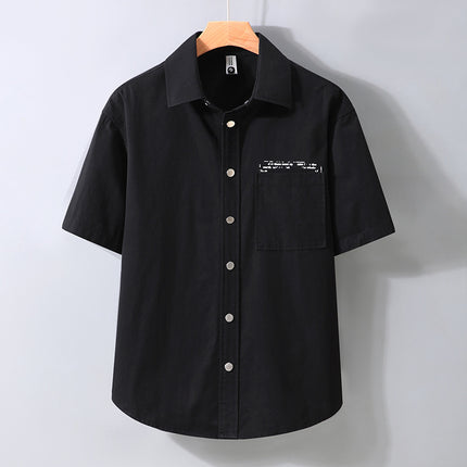 82513 Large Size Men's Loose Short-Sleeved Summer Pure Cotton Fat Boy Work Shirt Men's Casual Outer Wear One Piece Drop Shipping