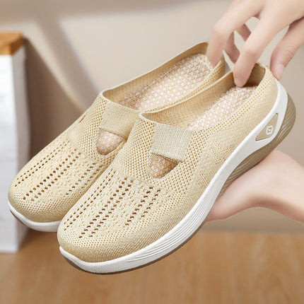 Women's Half-Slip-On Shoes All-Match Casual Shoes Cross-Border Breathable Baotou Slippers Slip-on Lazy Shoes Mesh Soft-Sole Shoes for Women