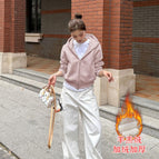 Milk pink 028 double-ended zipper back patchwork jacket (huge thick sherpa style) / S