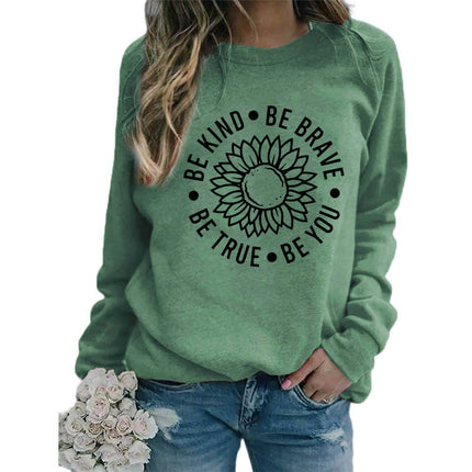 Foreign trade supply be like flower printed round neck jacket sweater European size ladies coat long sleeve cross-border autumn and winter