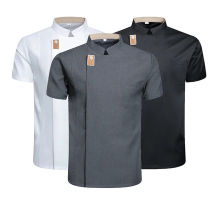 New Chinese-Style Catering Chef Work Clothes, Short-Sleeved, Thin, Breathable, Western Restaurant Baking Work Clothes
