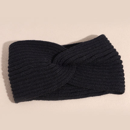 European and American cross-border knitted hair band fashionable all-match elastic wool cross headband autumn and winter warm wide-brimmed hair accessories